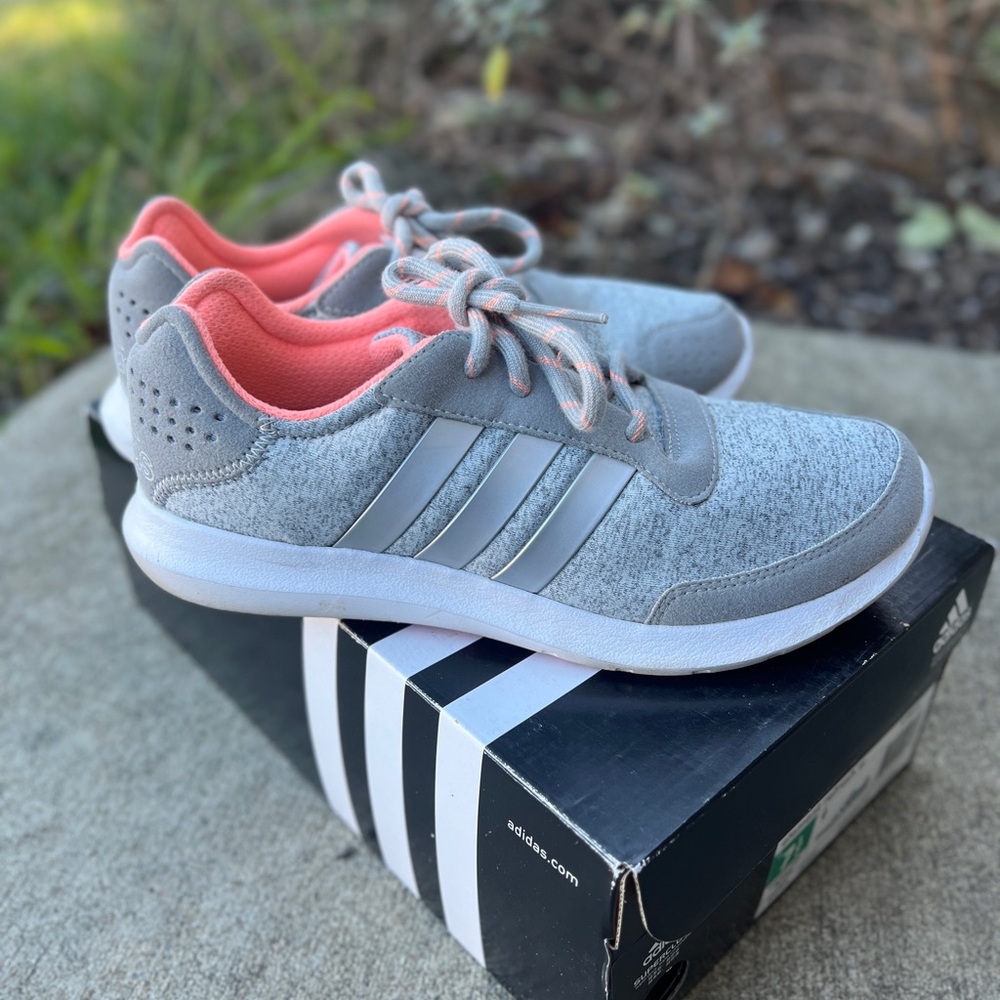 Adidas Light Gray and Coral Athletic Shoes Size 7.5